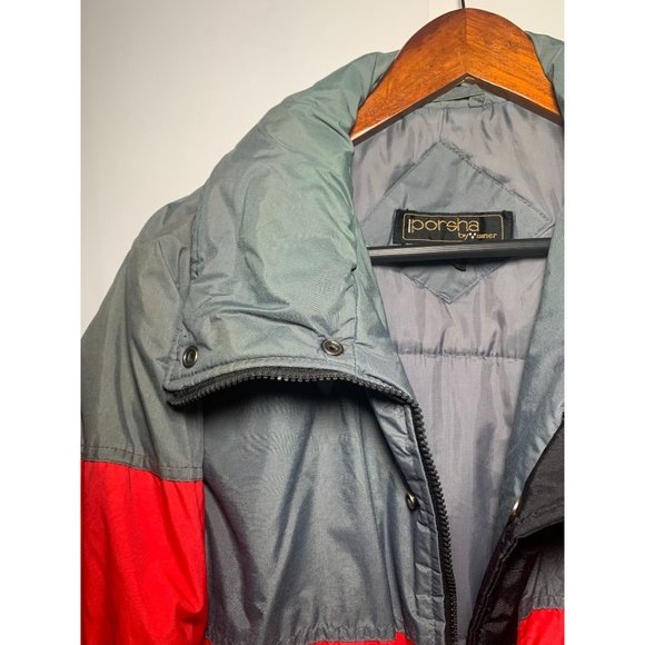 Vintage Porsha by Winer Puffer Mens Black Red Jacket Sz Large - Picture 3 of 3